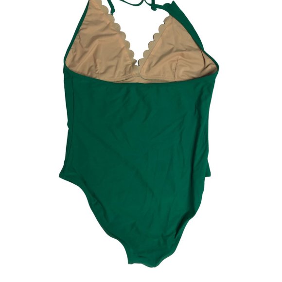 J. Crew Factory One Piece Swimsuit Scallops Green - Picture 2 of 6
